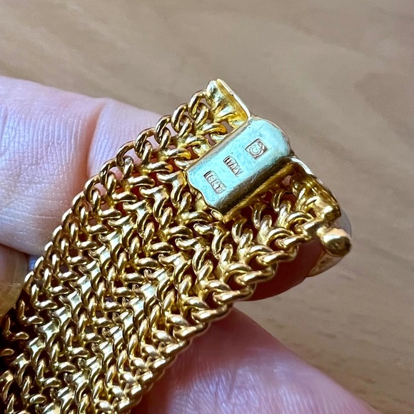 18K YELLOW GOLD WIDE FLEXIBLE CHAINS BRACELET MADE IN ITALY STATEMENT GORGEOUS - Picture 11 of 16